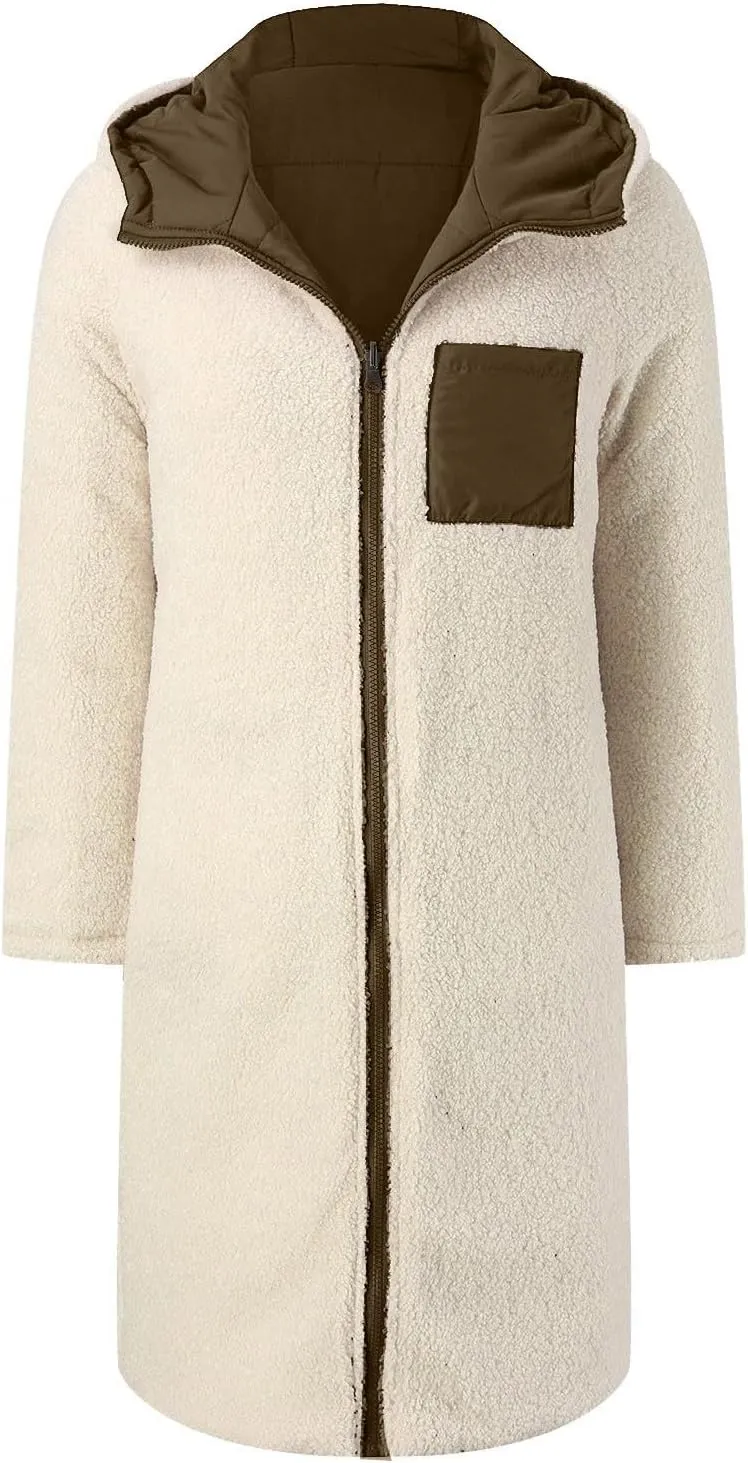 ChicCrate Women's 2025 Winter Fashion Clothes Oversized Shearling Warm Coat Fleece Long Coats Jackets Outerwear