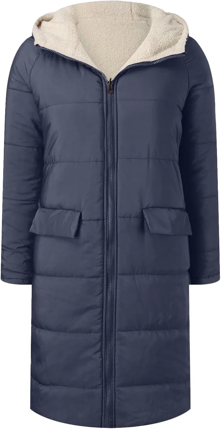 ChicCrate Women's 2025 Winter Fashion Clothes Oversized Shearling Warm Coat Fleece Long Coats Jackets Outerwear