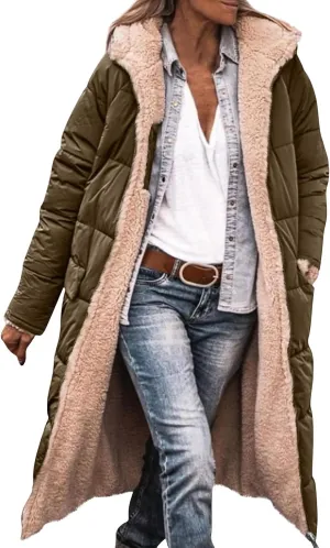 ChicCrate Women's 2025 Winter Fashion Clothes Oversized Shearling Warm Coat Fleece Long Coats Jackets Outerwear