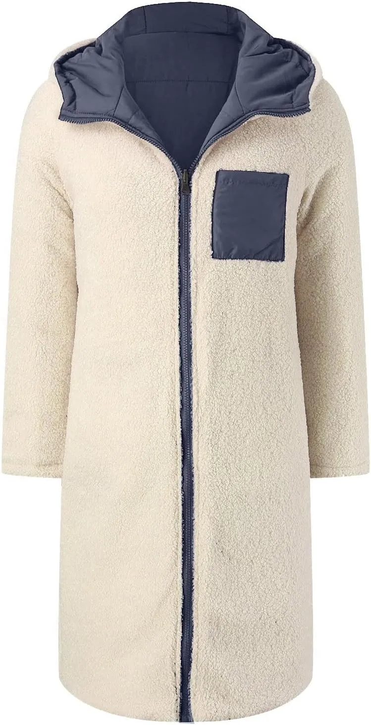ChicCrate Women's 2025 Winter Fashion Clothes Oversized Shearling Warm Coat Fleece Long Coats Jackets Outerwear