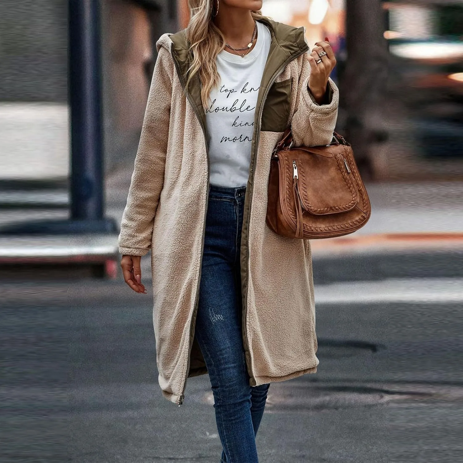 ChicCrate Women's 2025 Winter Fashion Clothes Oversized Shearling Warm Coat Fleece Long Coats Jackets Outerwear