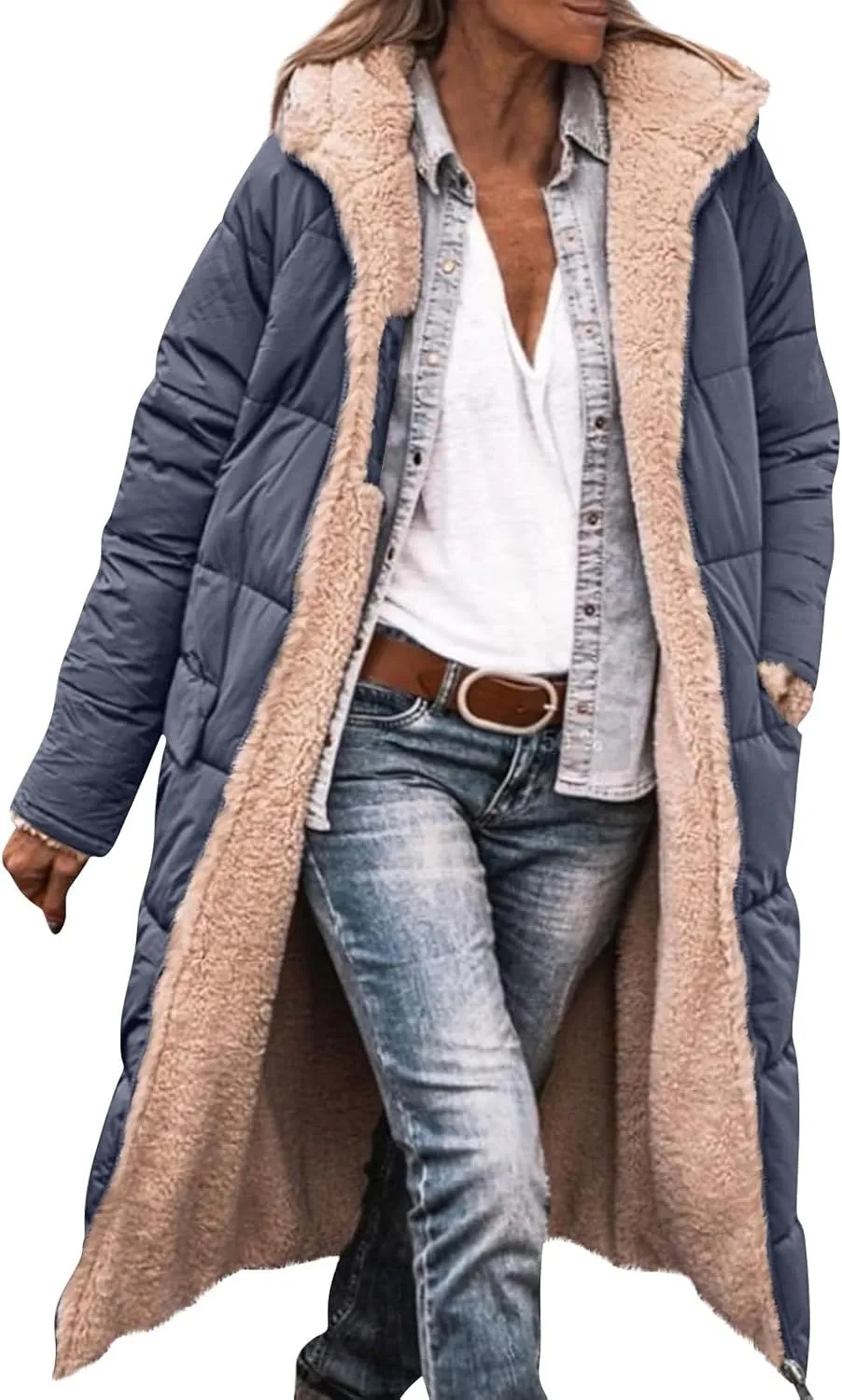 ChicCrate Women's 2025 Winter Fashion Clothes Oversized Shearling Warm Coat Fleece Long Coats Jackets Outerwear
