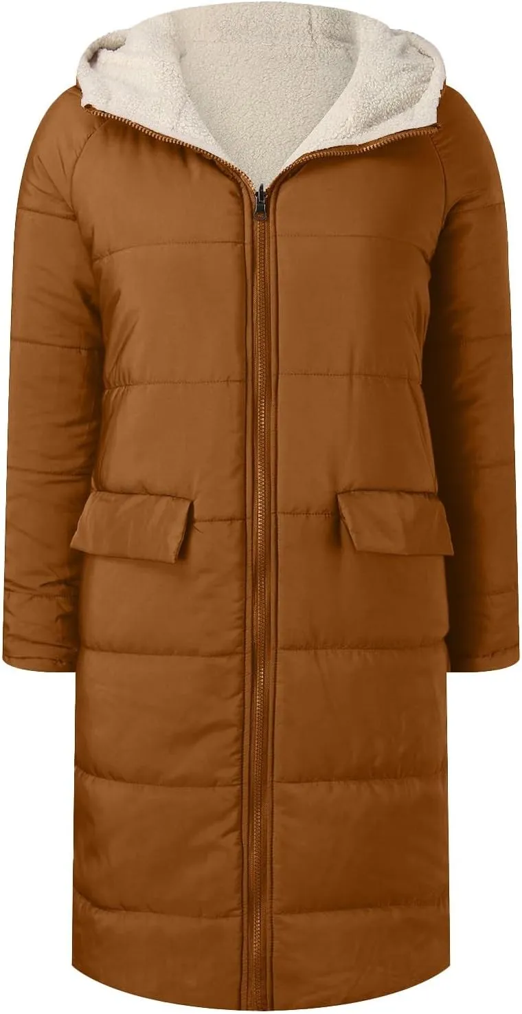 ChicCrate Women's 2025 Winter Fashion Clothes Oversized Shearling Warm Coat Fleece Long Coats Jackets Outerwear