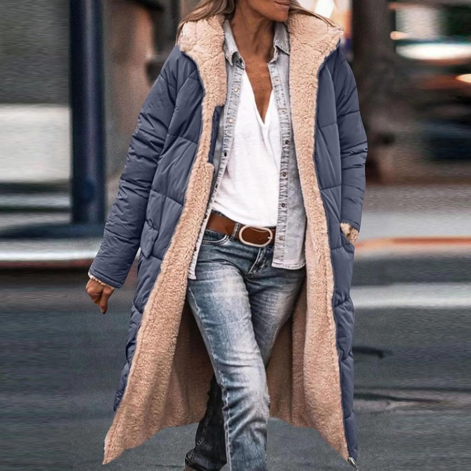 ChicCrate Women's 2025 Winter Fashion Clothes Oversized Shearling Warm Coat Fleece Long Coats Jackets Outerwear