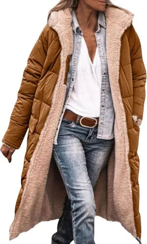 ChicCrate Women's 2025 Winter Fashion Clothes Oversized Shearling Warm Coat Fleece Long Coats Jackets Outerwear
