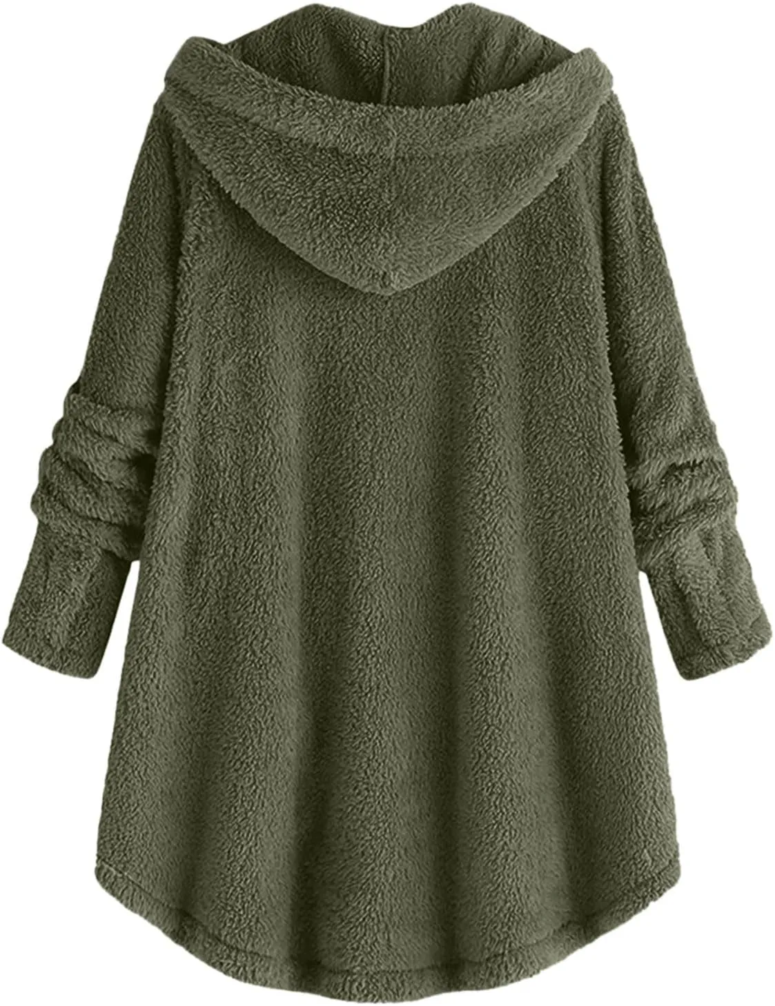 Fleece Jacket Women Button Down Sherpa Jacket Fuzzy Warm Jacket Long Sleeve Hooded Coat Winter Coats for Women