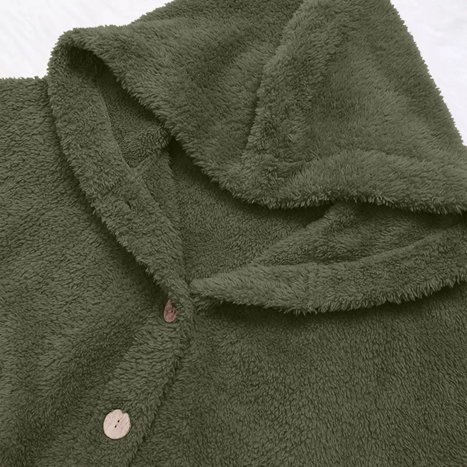 Fleece Jacket Women Button Down Sherpa Jacket Fuzzy Warm Jacket Long Sleeve Hooded Coat Winter Coats for Women