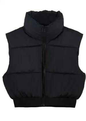Flygo Women's Cropped Puffer Vest Zip Up Stand Collar Sleeveless Padded Bubble Vest