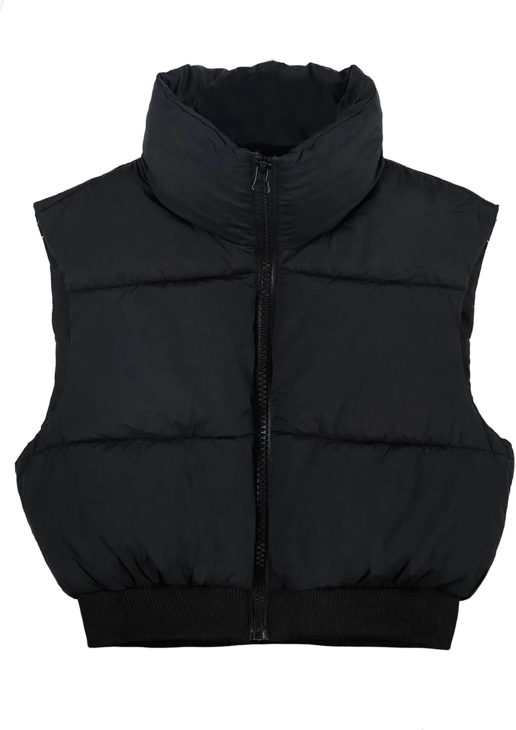 Flygo Women's Cropped Puffer Vest Zip Up Stand Collar Sleeveless Padded Bubble Vest