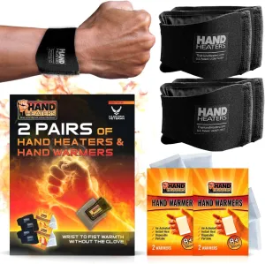 Hand Heaters Wristbands - 8  Hours Long-Lasting Warmth with Hand Warmers for Instant Comfort, 2 Pack of Wristbands with 4 Disposable Hand Warmers for Hands and Feet - Winter Essentials