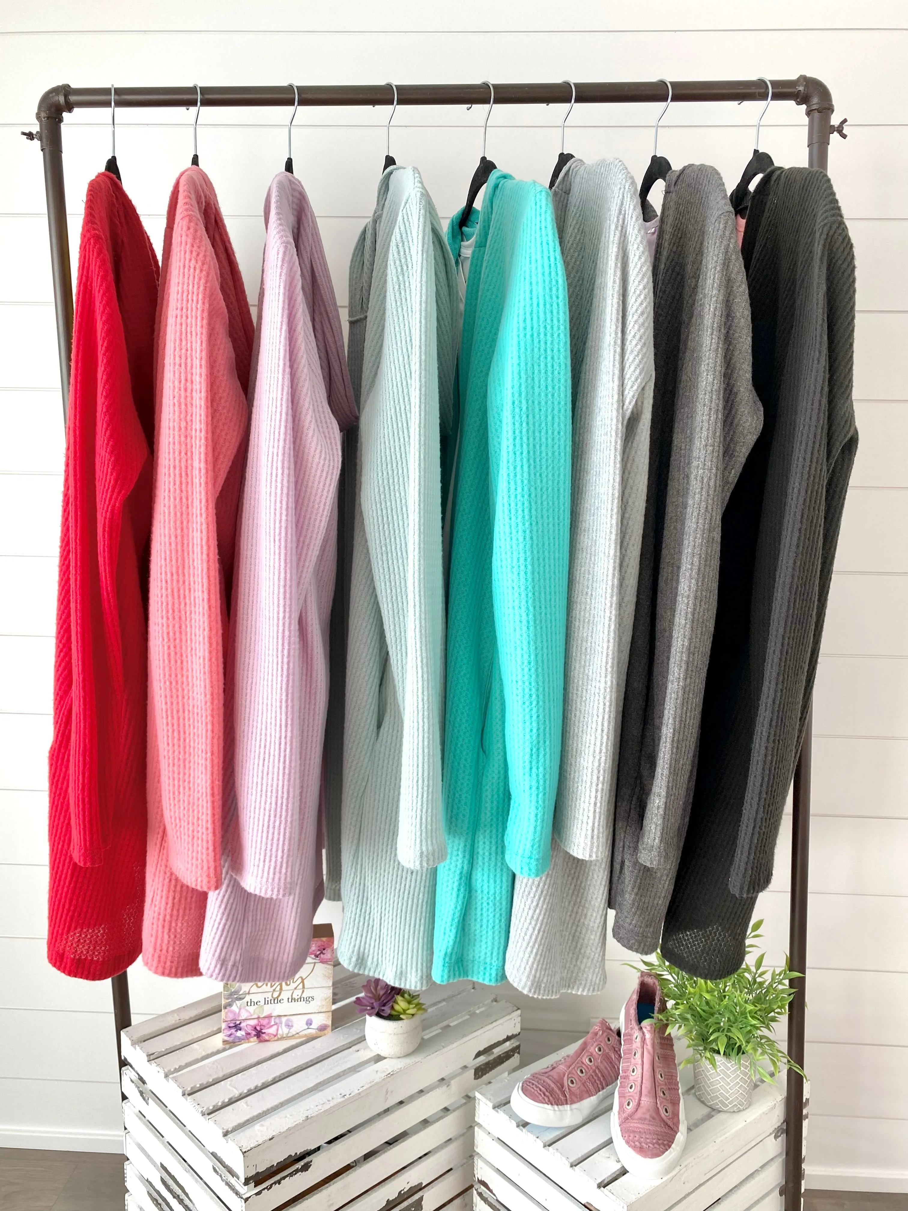 IN STOCK Claire Hooded Waffle Cardigan - Light Grey