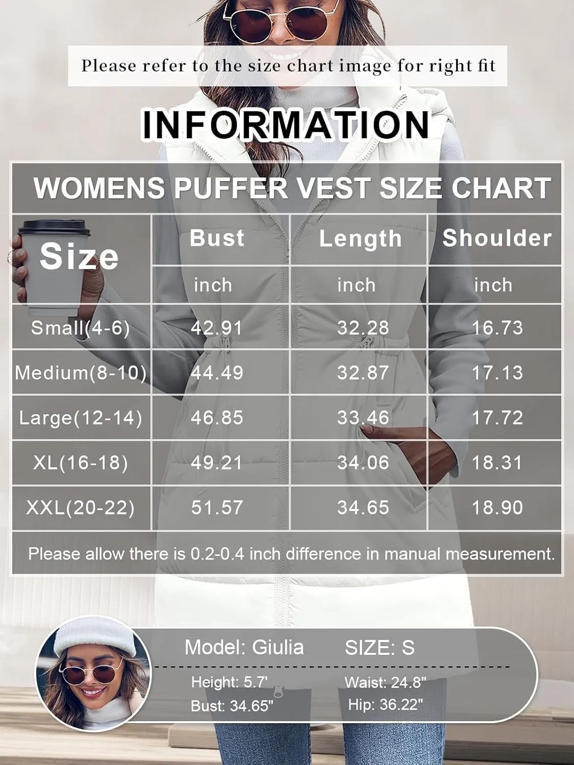 Inorin Womens Quilted Puffer Vests Hooded Sleeveless Long Outwear Jacket Zip Up Winter Coat with Pockets