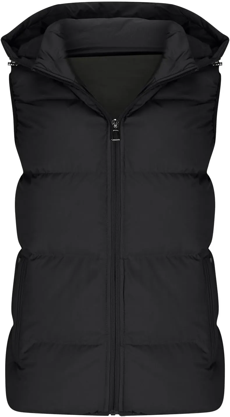 Lmdudan Men's Quilted Puffer Vest Thicken Warm Winter Coat with Hood 2024 Fashion Sleeveless Casual Zip Up Jacket Outerwear