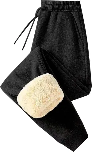 Men's Fleece Winter Thermal Track Joggers Pants Sherpa Lined Active Warm Sweatpants Drawstring Elastic Waist