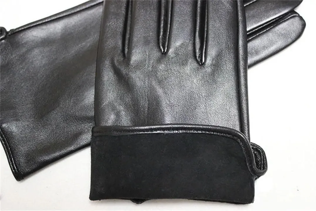Men's Leather Driving Gloves Men's Sheepskin Touch Screen Thin Unlined Outdoor Driver Gloves Watermark Style 9.5