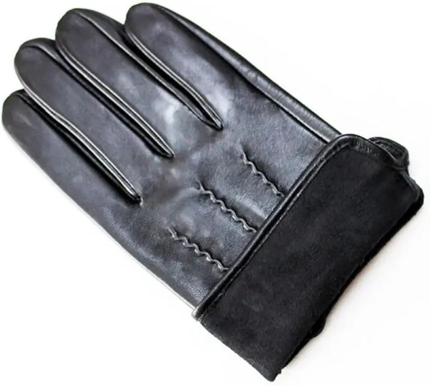 Men's Leather Driving Gloves Men's Sheepskin Touch Screen Thin Unlined Outdoor Driver Gloves Watermark Style 9.5