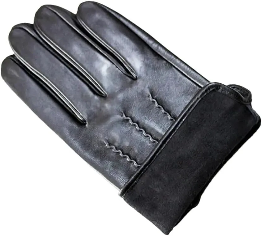 Men's Leather Driving Gloves Men's Sheepskin Touch Screen Thin Unlined Outdoor Driver Gloves Watermark Style 9.5