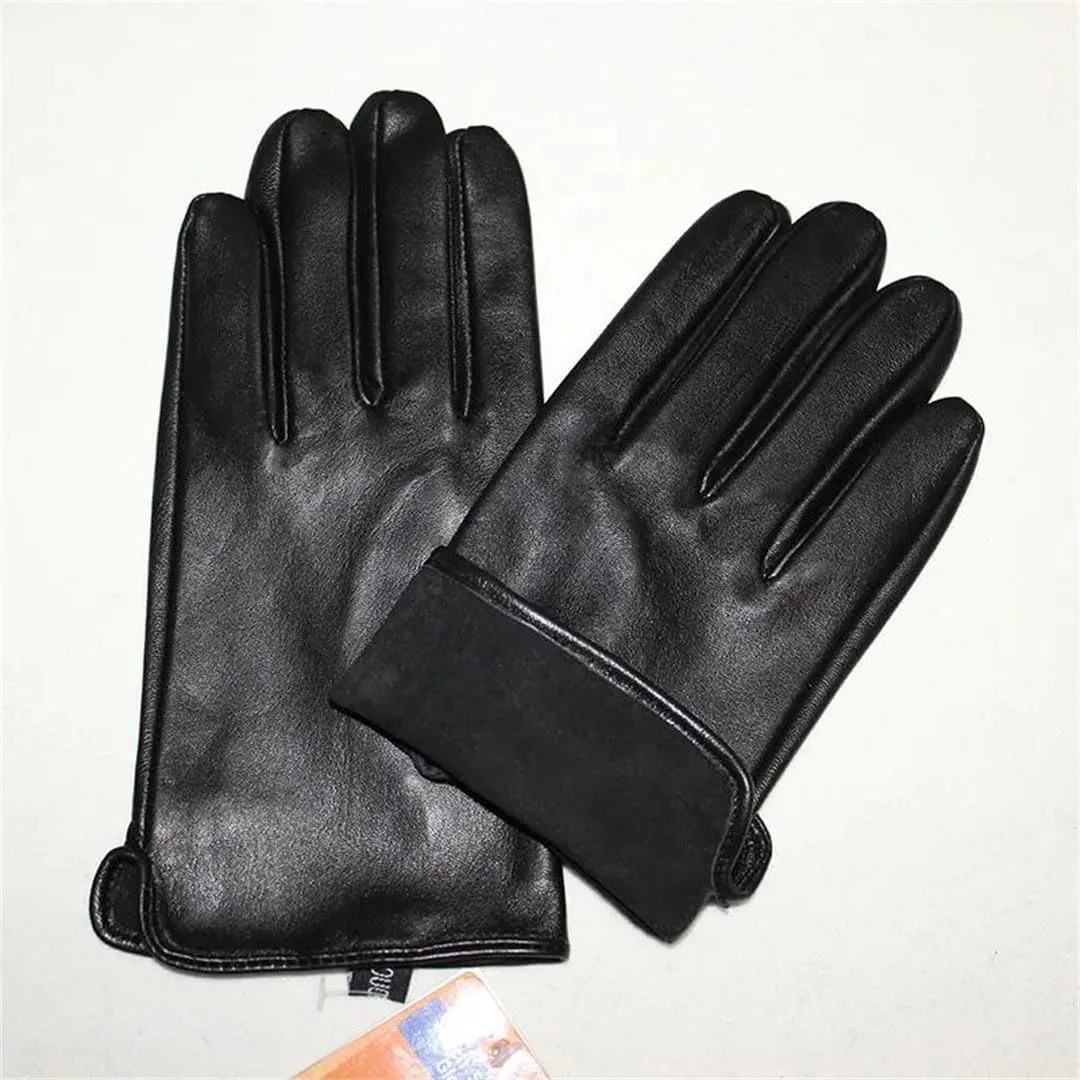 Men's Leather Driving Gloves Men's Sheepskin Touch Screen Thin Unlined Outdoor Driver Gloves Watermark Style 9.5