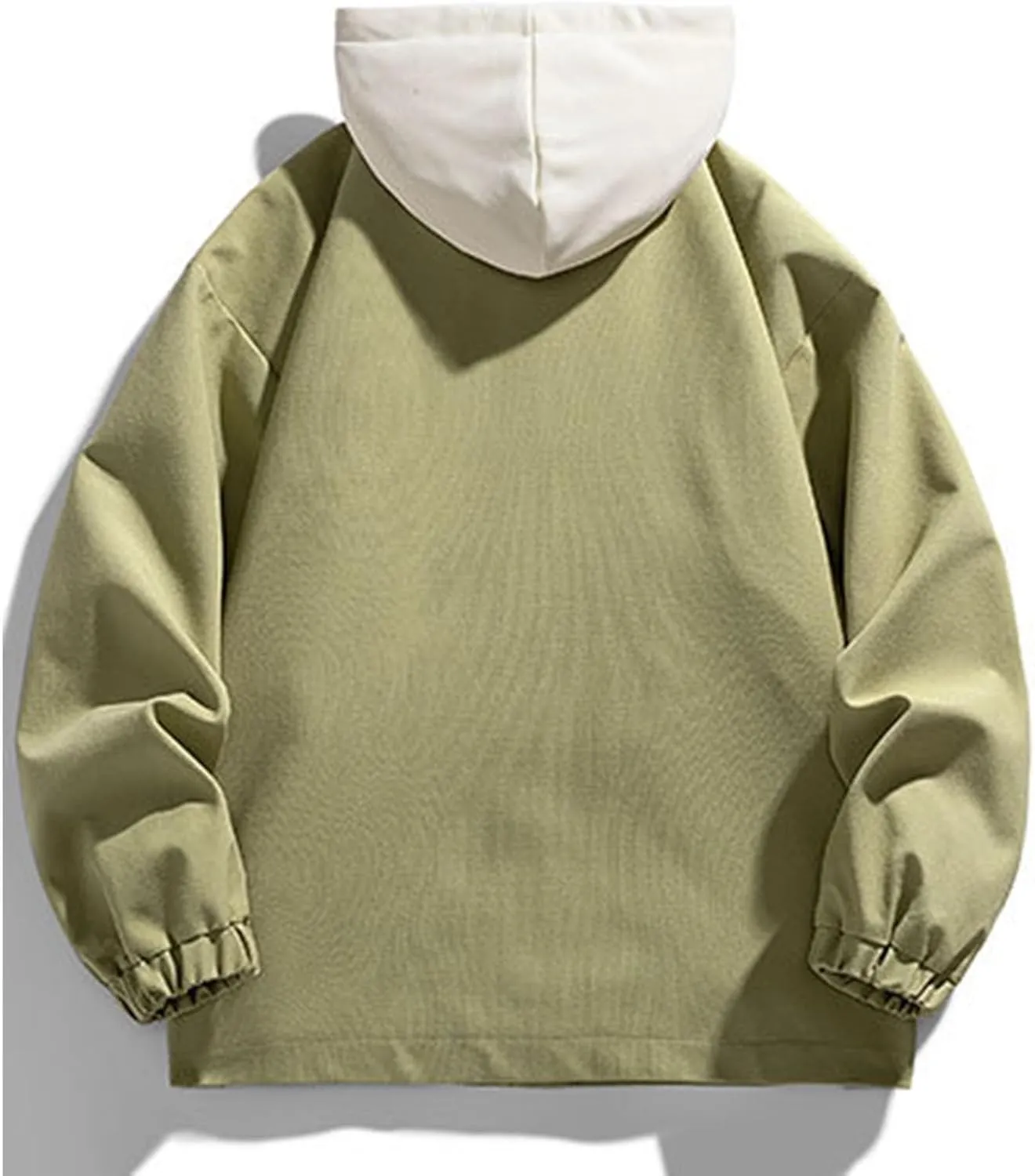 Mens Oversized Hoodie Fashion Color Block Drawstring Hooded Jackets Plus Size Loose Warm Pullover Coats with Pockets