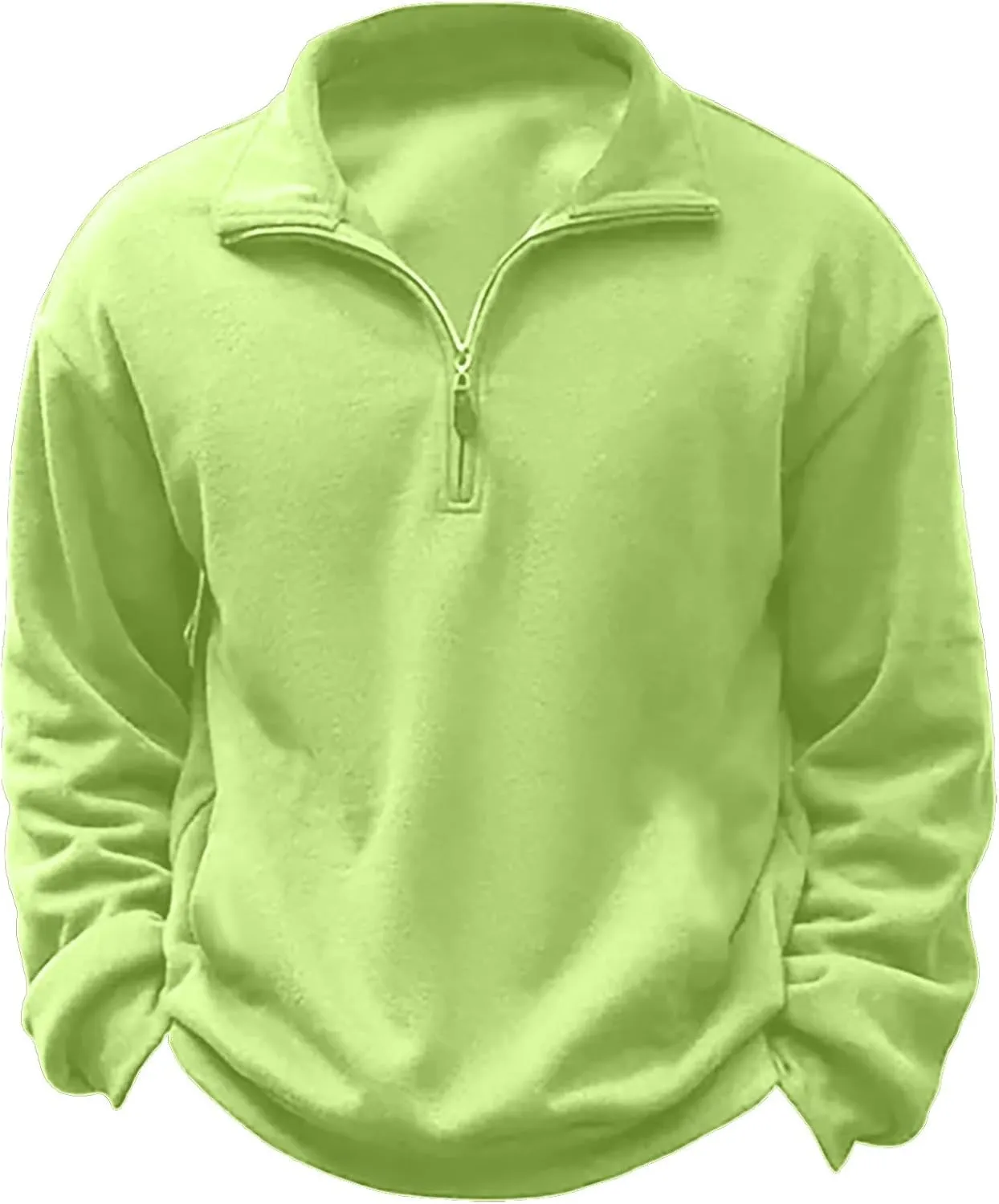 Mens Quarter Zip Up Pullover Solid Color Thermal Sweater Stand Collar Sweatshirts Premium Fleece Lined Long Sleeve