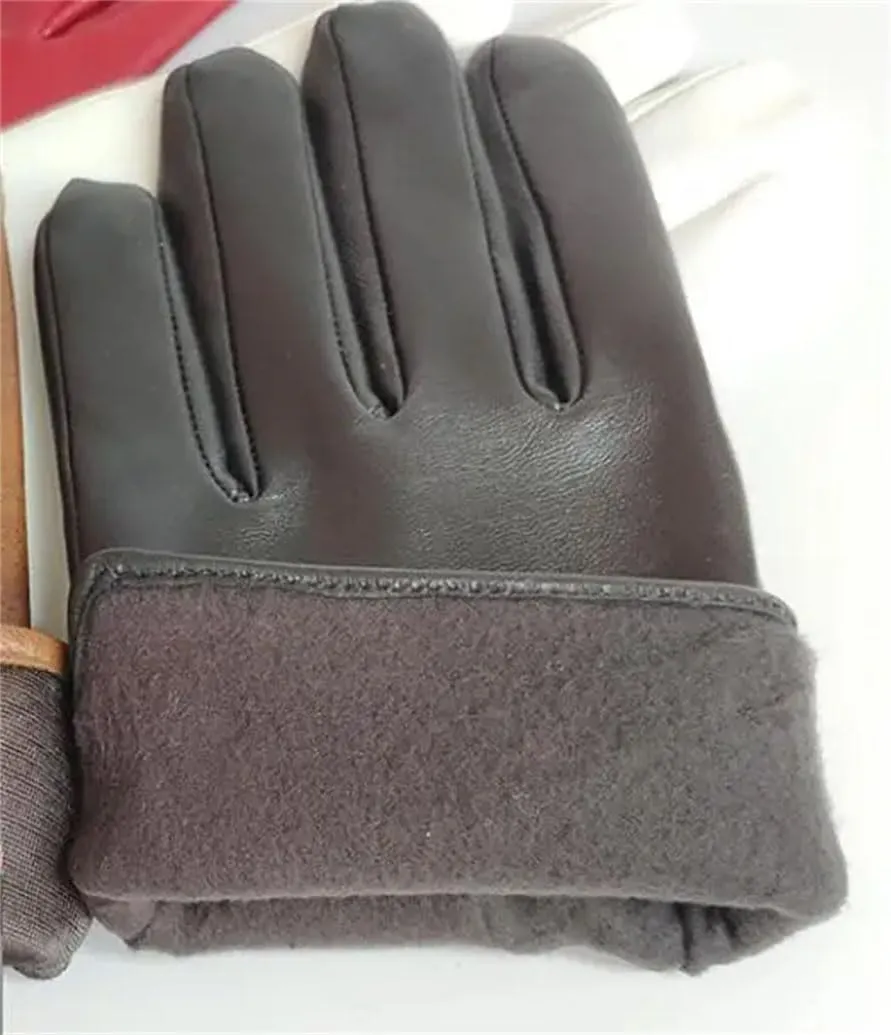 Men's Touch Screen Glove Natural Sheepskin Leather Winter Motorcycle Glove Genuine Leather Driving Glove Yellow S