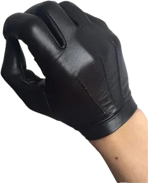Men's Unlined Italy Thin Leather Gloves Wrist Button Tight-Fitting Leather Gloves Winter Warm Driving Touch Screen Gloves Black Warm Lining S