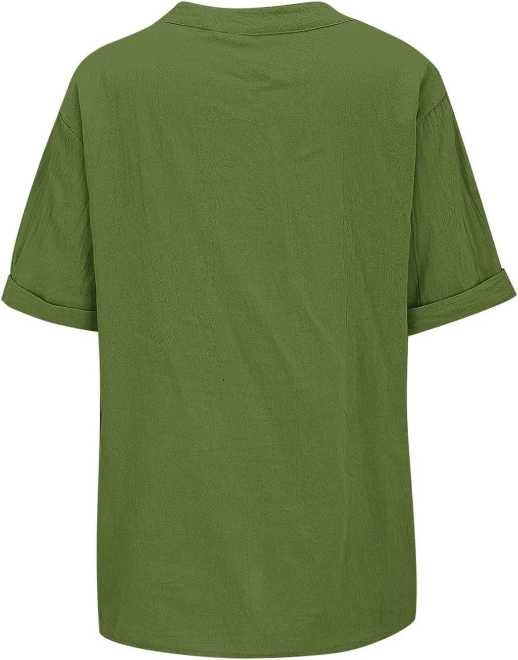 Miyaomn Women's Linen Tops Plus Size Summer Casual V Neck Blouses Short Sleeve Button Down Shirts 2025 Trendy Clothes Outfits