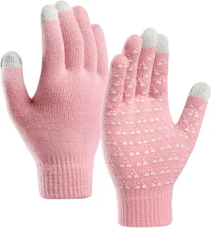 Winter Gloves,Full Fingers Touch Screen Thermal Knit Lining Warming Gloves for Hiking Cold Weather Kids Driving