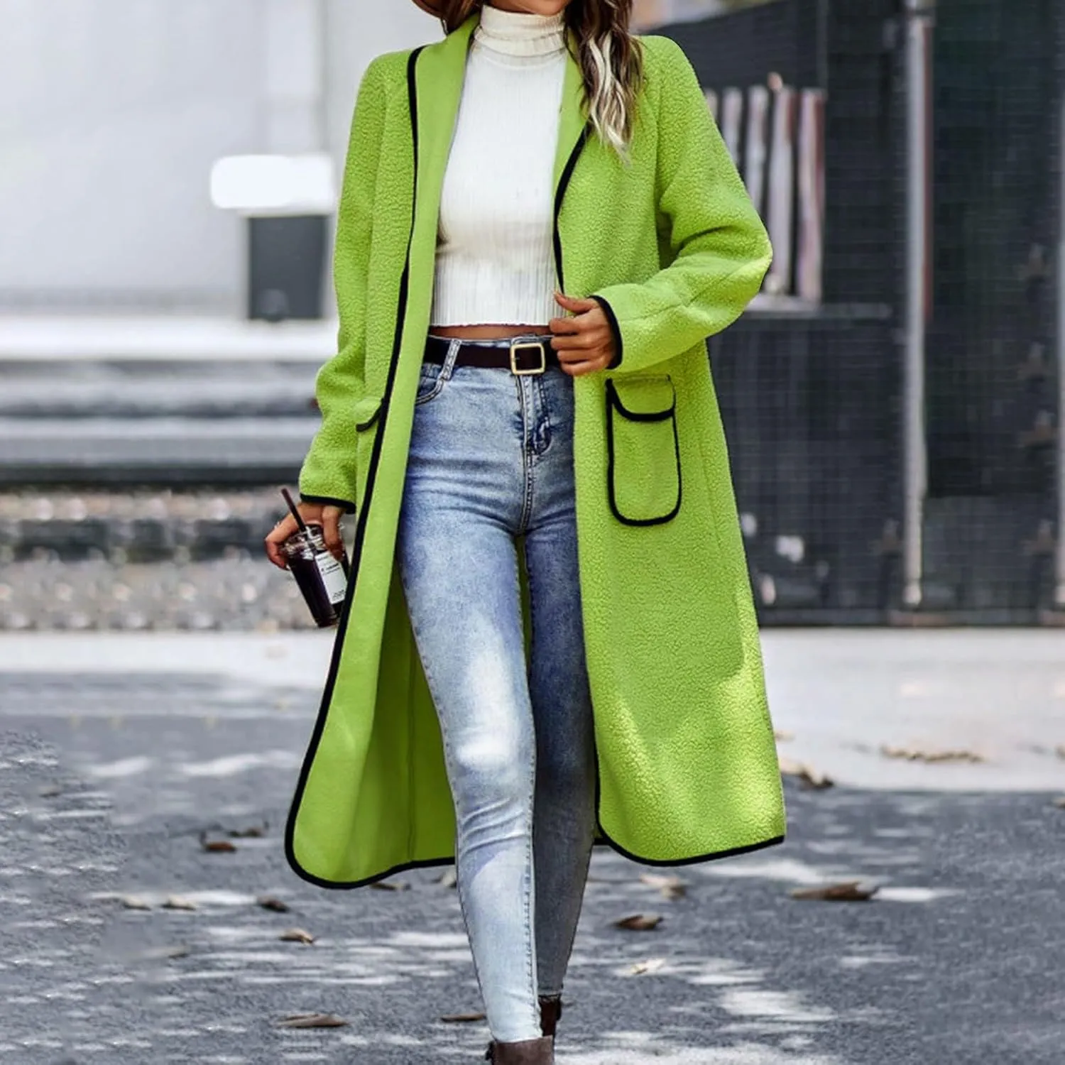 Women's Fall Coats 2025 Coats Double Breasted Slim Long Trench Coat With Belt Warm Winter Overcoat, M-2XL