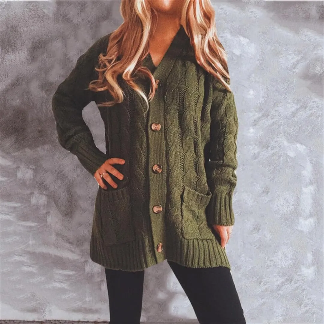 Women's Open Front Cardigan Sweaters Fall Fashion Button Down Cable Knit Chunky Winter Outerwear Coats