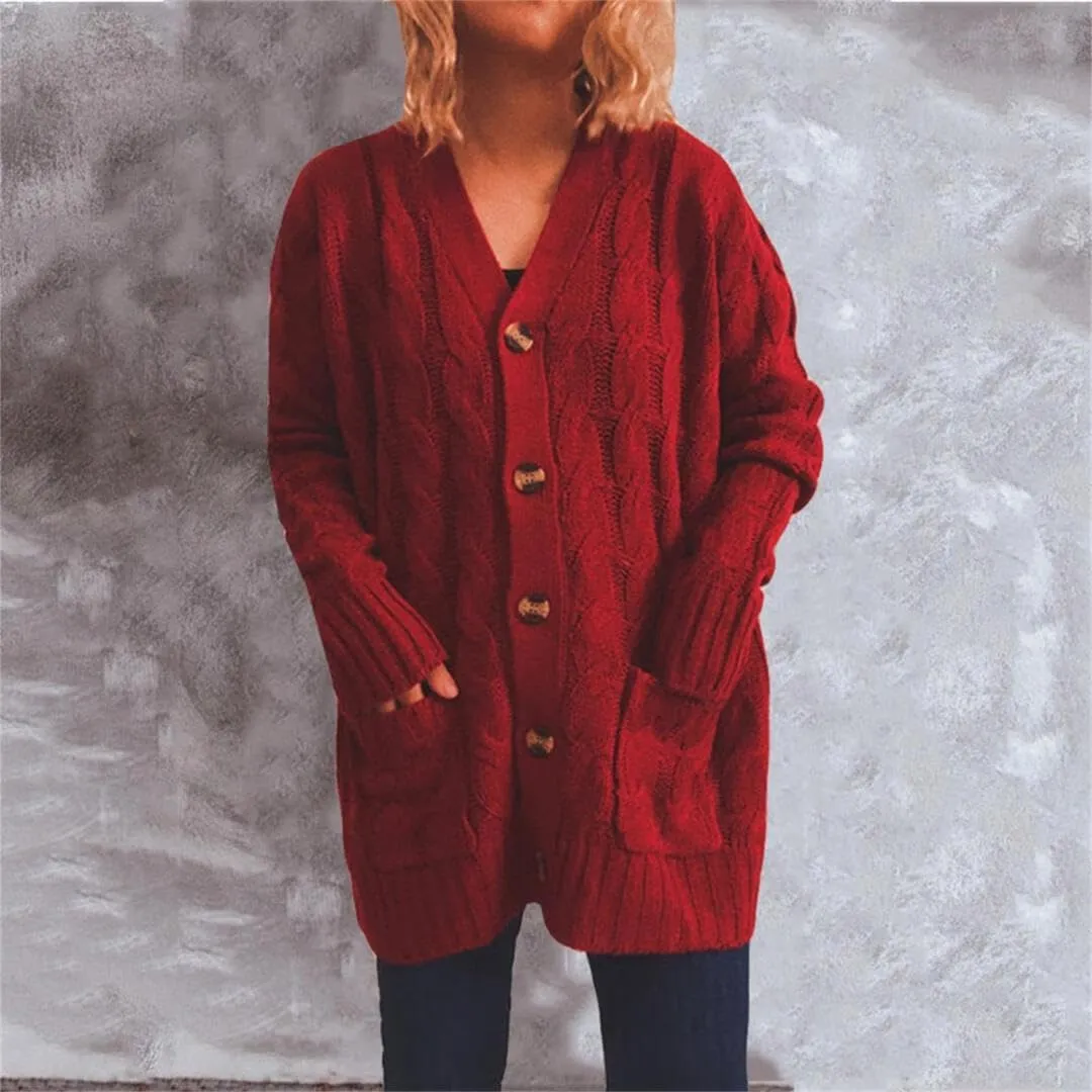 Women's Open Front Cardigan Sweaters Fall Fashion Button Down Cable Knit Chunky Winter Outerwear Coats