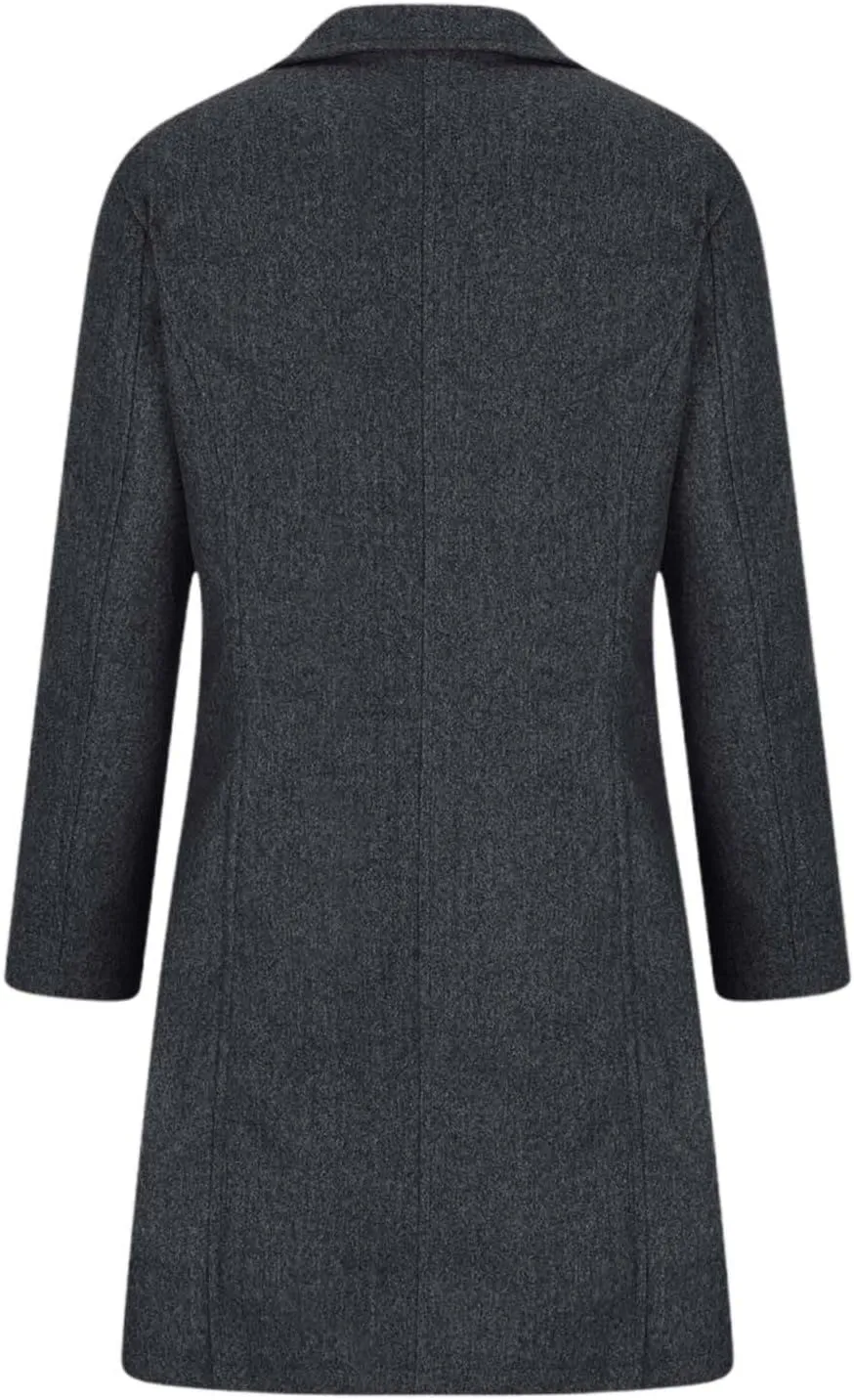 Women's Solid Color Thermal Windbreaker Notched Lapel Single Breasted Thick A-Line Wool Pea Coat with Pockets
