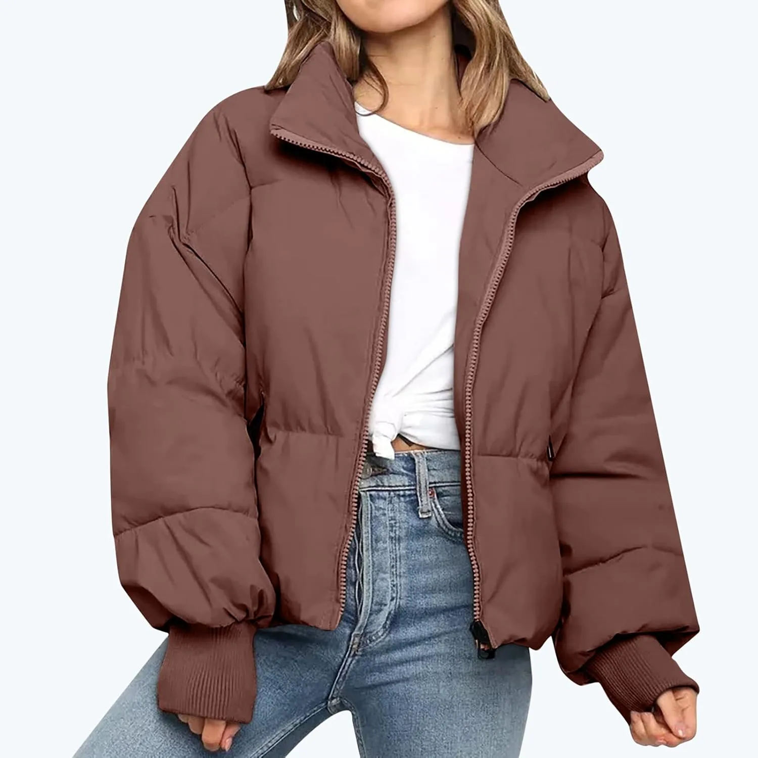 Women's Winter Puffer Coat Thicken Padded Down Jacket Outdoor Shearling Warm Quilted Casual Zipper 2024 Trendy Parka Outwear