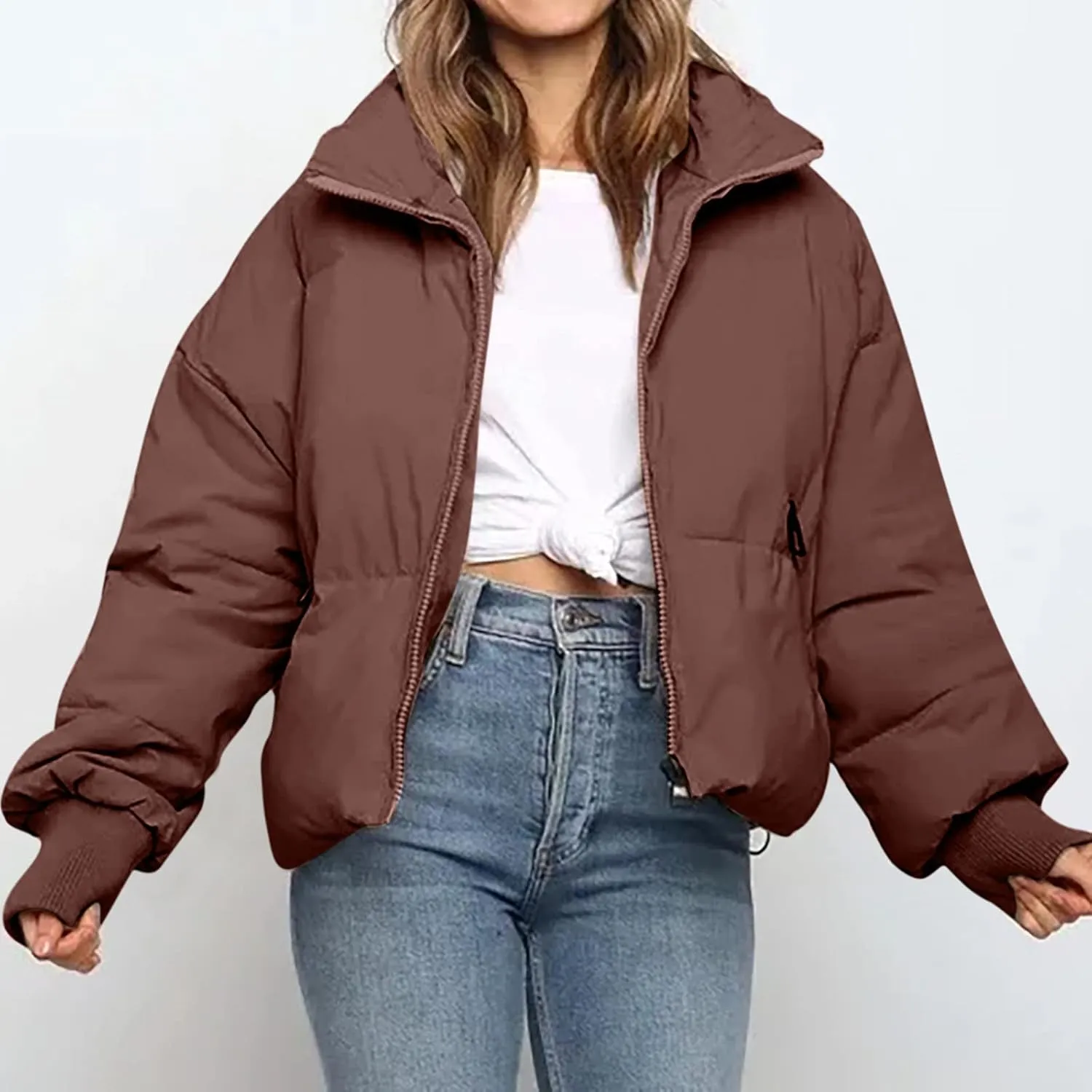 Women's Winter Puffer Coat Thicken Padded Down Jacket Outdoor Shearling Warm Quilted Casual Zipper 2024 Trendy Parka Outwear